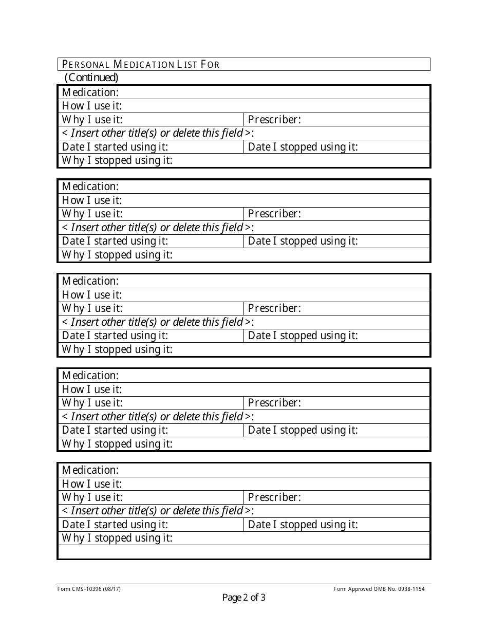 Personal Medication List - Kaiser Permanente, Page 2