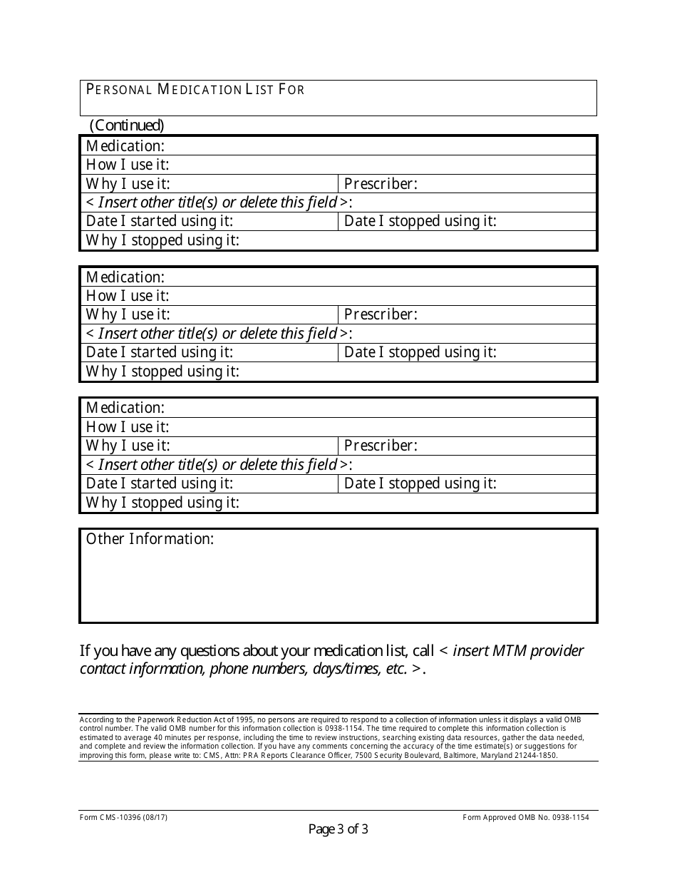 Personal Medication List Kaiser Permanente Download Printable Pdf Templateroller 2972