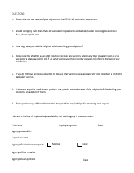 Request for a Religious Exception to the Covid-19 Vaccination Requirement, Page 2