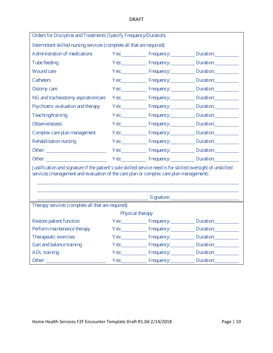 Home Health Services Face-To-Face Encounter Template, Page 10