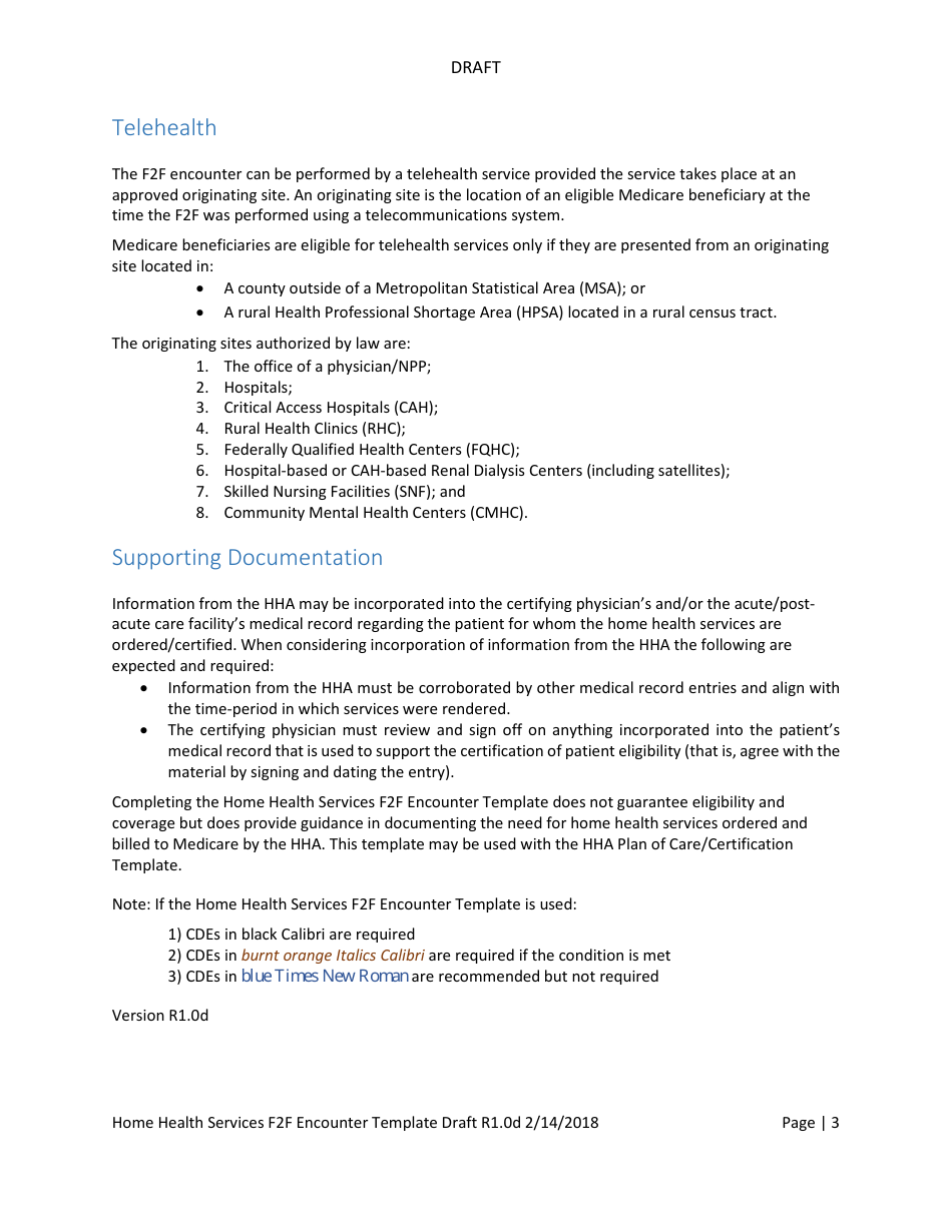 Home Health Services Face-To-Face Encounter Template, Page 3