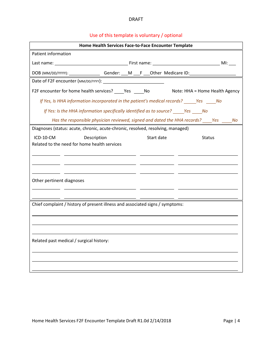 Home Health Services Face-To-Face Encounter Template, Page 4