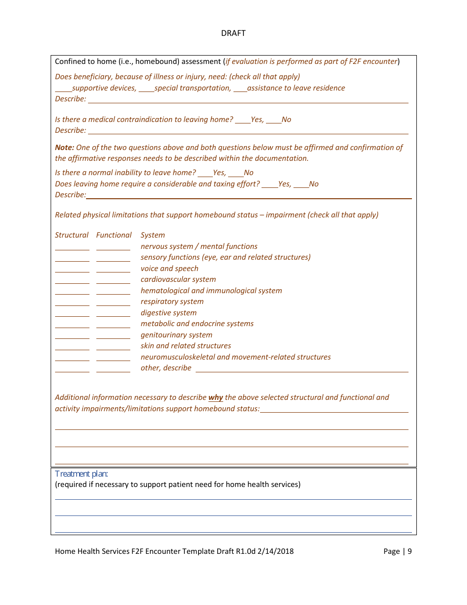 Home Health Services Face-To-Face Encounter Template, Page 9