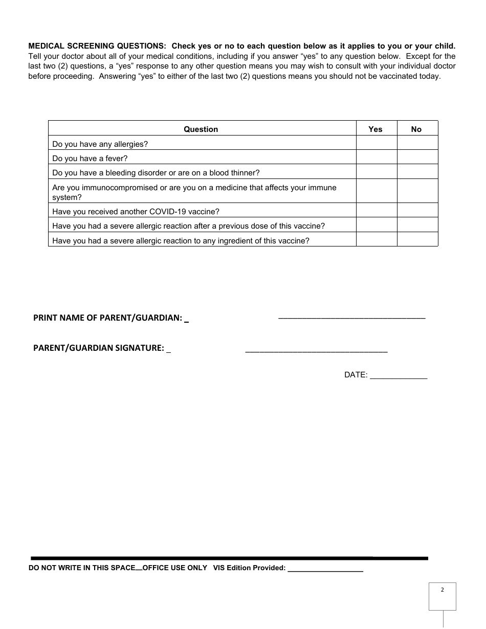 Pfizer-Biontech Covid-19 Vaccination Consent Form, Page 3
