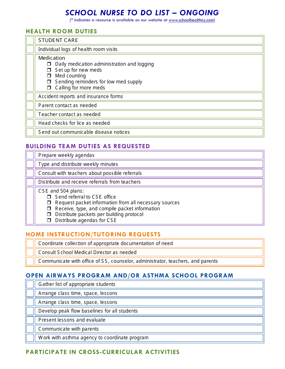 School Nurse to Do List - New York, Page 9