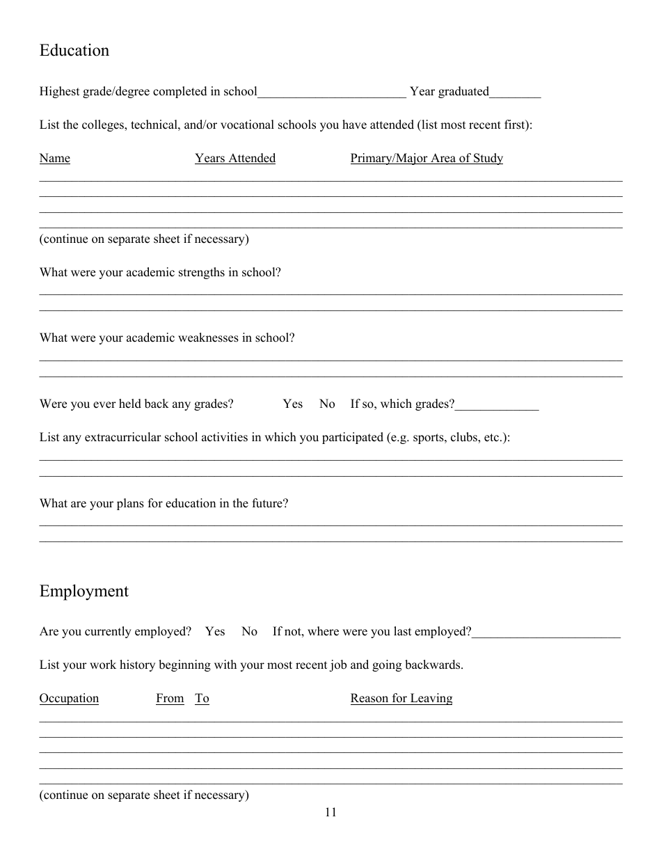 Neuropsychological Evaluation Background Questionnaire - Northeast Neuropsychology, Page 11