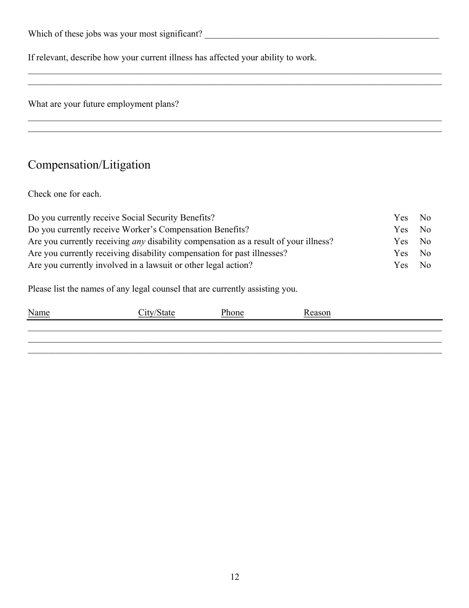 Neuropsychological Evaluation Background Questionnaire - Northeast Neuropsychology, Page 12