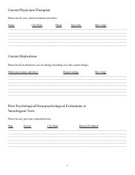 Neuropsychological Evaluation Background Questionnaire - Northeast Neuropsychology, Page 3