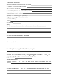 Psychiatric Intake Form, Page 2