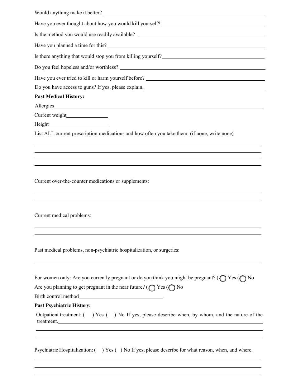Psychiatric Intake Form Fill Out Sign Online And Download Pdf Templateroller 7329