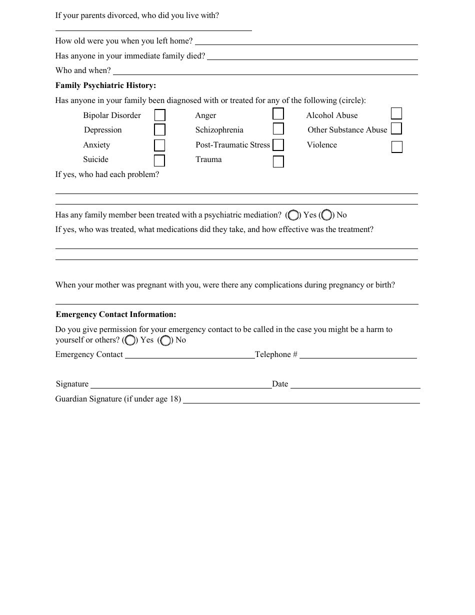 Psychiatric Intake Form Fill Out Sign Online And Download Pdf Templateroller 5496