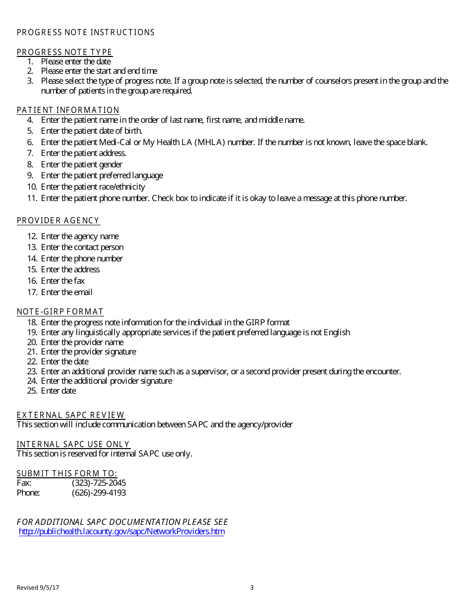 Substance Abuse Prevention and Control Progress Notes (Girp Format) - County of Los Angeles, California, Page 3