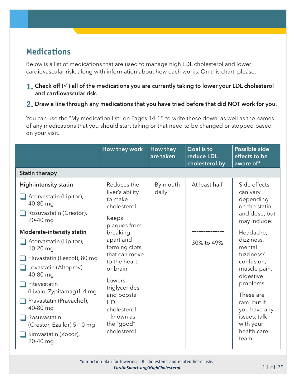 Action Plan for Lowering Ldl Cholesterol and Heart Risks - Cardiosmart, Page 11
