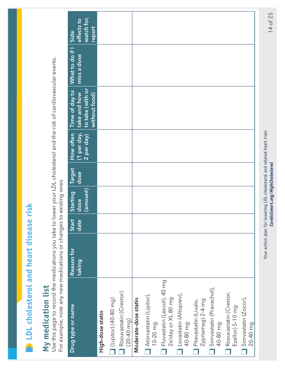 Action Plan for Lowering Ldl Cholesterol and Heart Risks - Cardiosmart, Page 14