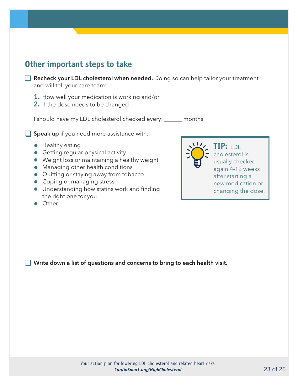Action Plan for Lowering Ldl Cholesterol and Heart Risks - Cardiosmart, Page 23
