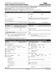 Driver&#039;s Medical Examination Report - Nova Scotia, Canada