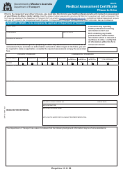 Form M107A Medical Assessment Certificate: Fitness to Drive - Western Australia, Australia