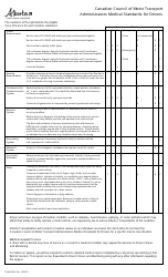 Form TRANS3050 Medical Examination for Motor Vehicle Operators - Alberta, Canada, Page 2