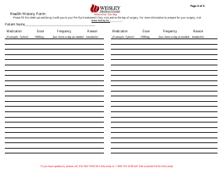Health History Form - Wesley Medical Center, Page 4
