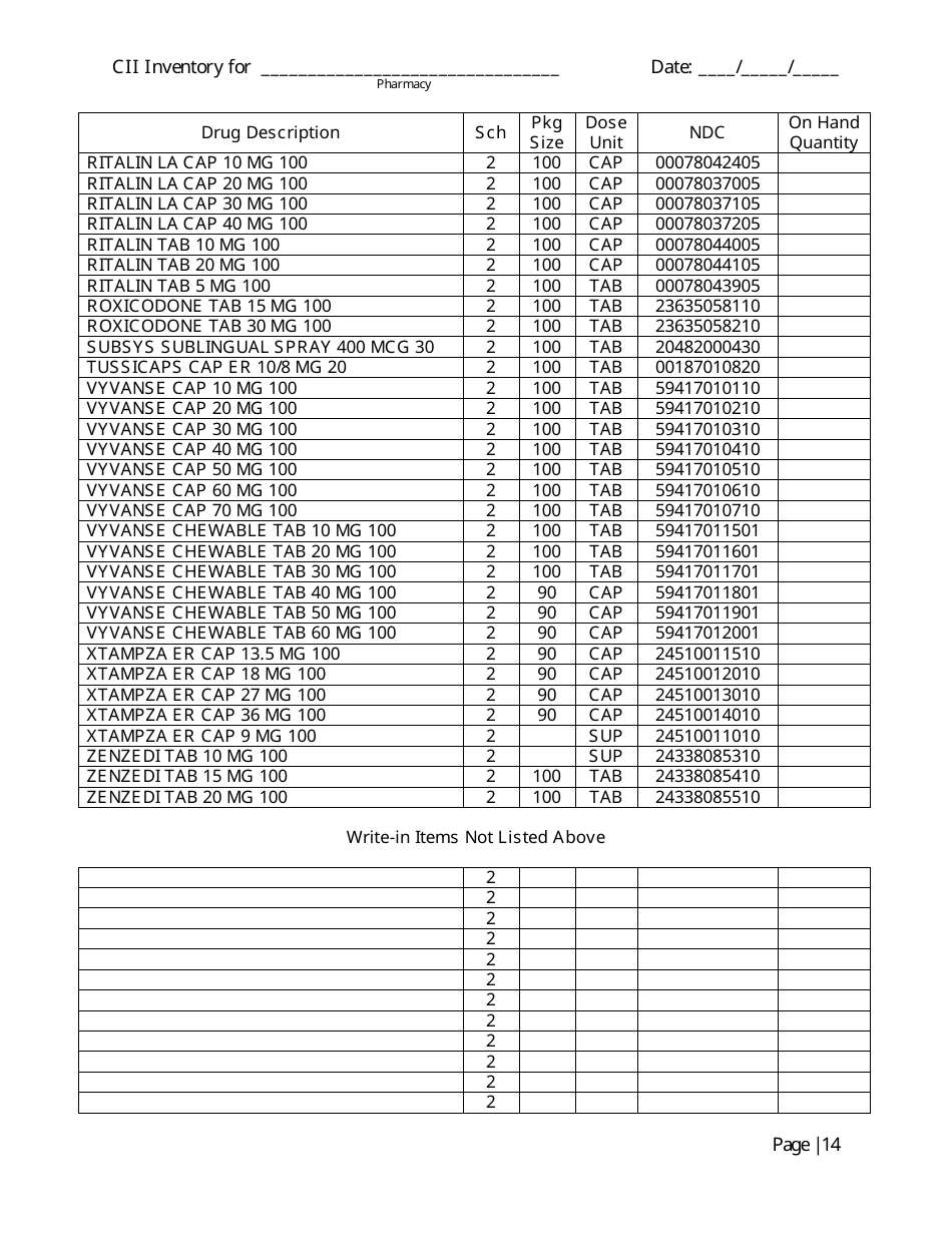Controlled Substances Inventory Log - North Carolina, Page 15