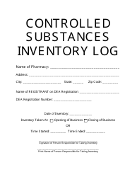 Controlled Substances Inventory Log - North Carolina