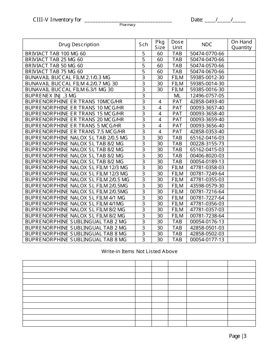Controlled Substances Inventory Log - North Carolina, Page 20
