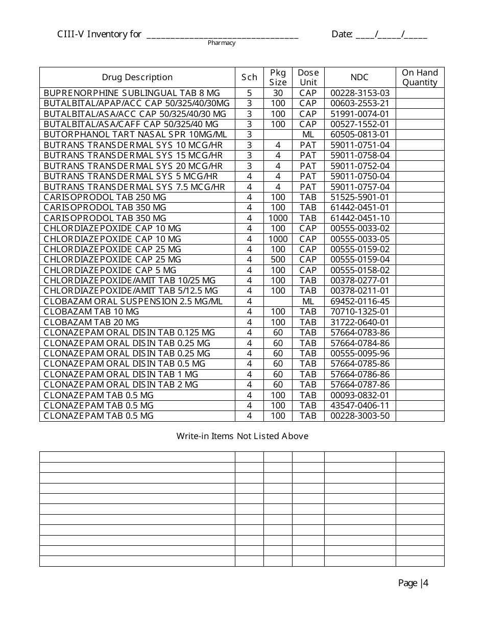 North Carolina Controlled Substances Inventory Log Fill Out, Sign