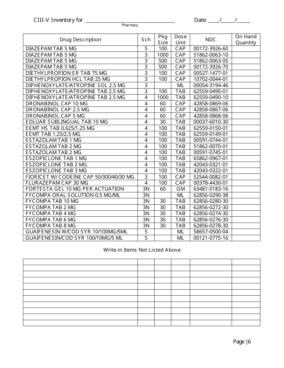 Controlled Substances Inventory Log - North Carolina, Page 23