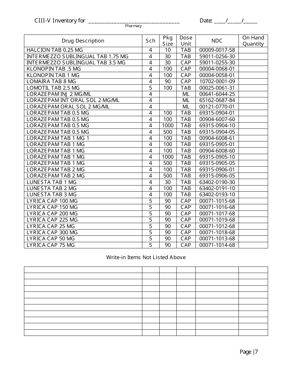 Controlled Substances Inventory Log - North Carolina, Page 24