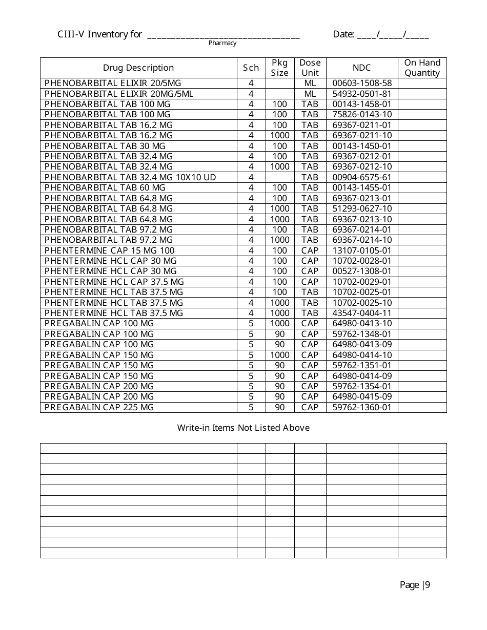 Controlled Substances Inventory Log - North Carolina, Page 26