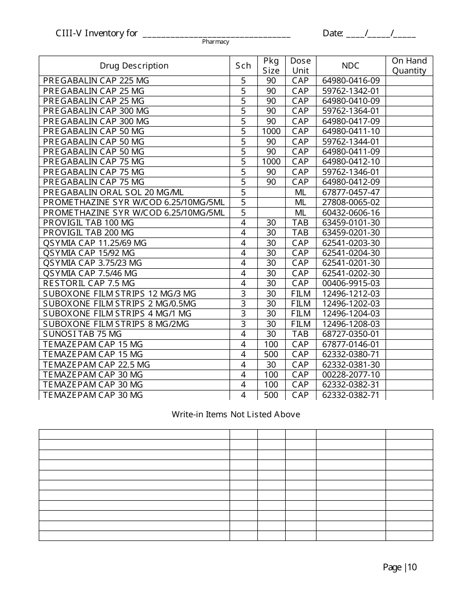 North Carolina Controlled Substances Inventory Log - Fill Out, Sign ...