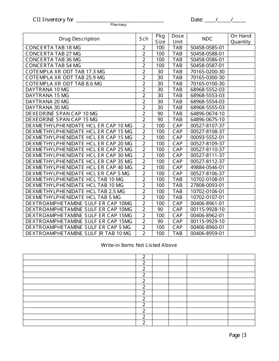Controlled Substances Inventory Log - North Carolina, Page 4