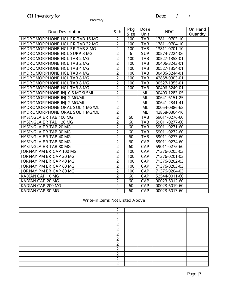 Controlled Substances Inventory Log - North Carolina, Page 8