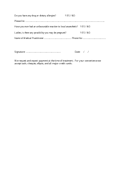 New Patient Confidential Information and Medical History Forms, Page 2