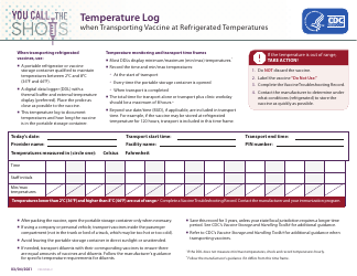 Document preview: Form CS322033-C Temperature Log When Transporting Vaccine at Refrigerated Temperatures