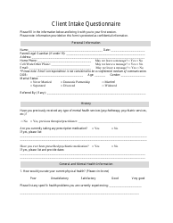 Client Intake Questionnaire