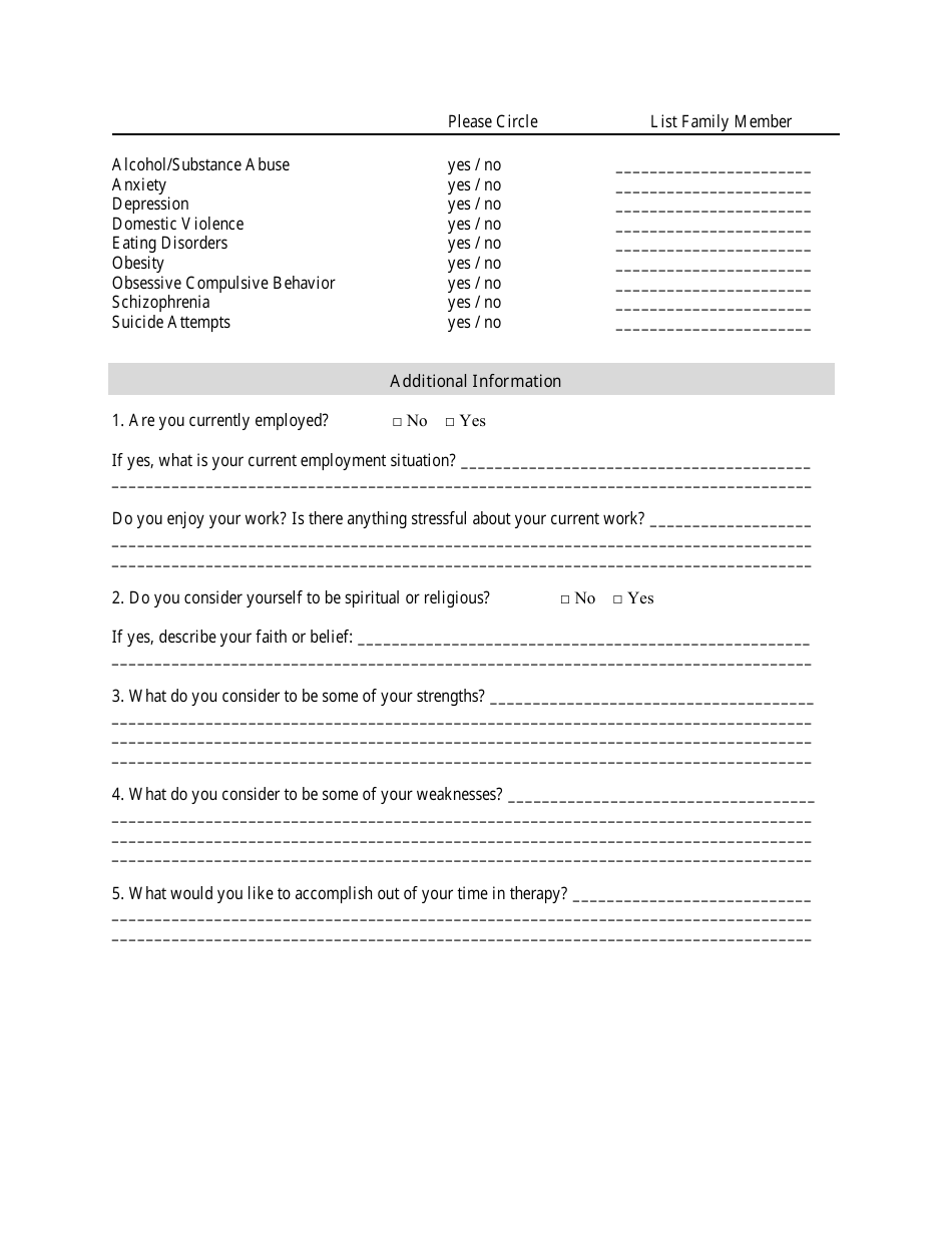 Client Intake Questionnaire, Page 3