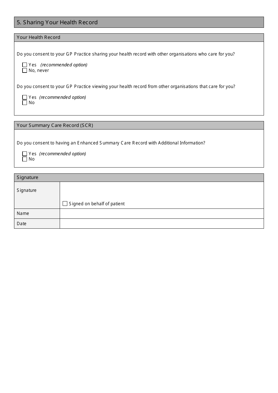 New Patient Registration Form - United Kingdom, Page 6