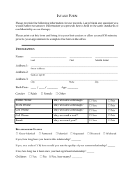Document preview: Intake Form