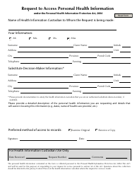 Document preview: Request to Access Personal Health Information