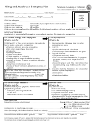 Document preview: Allergy and Anaphylaxis Emergency Plan - American Academy of Pediatrics