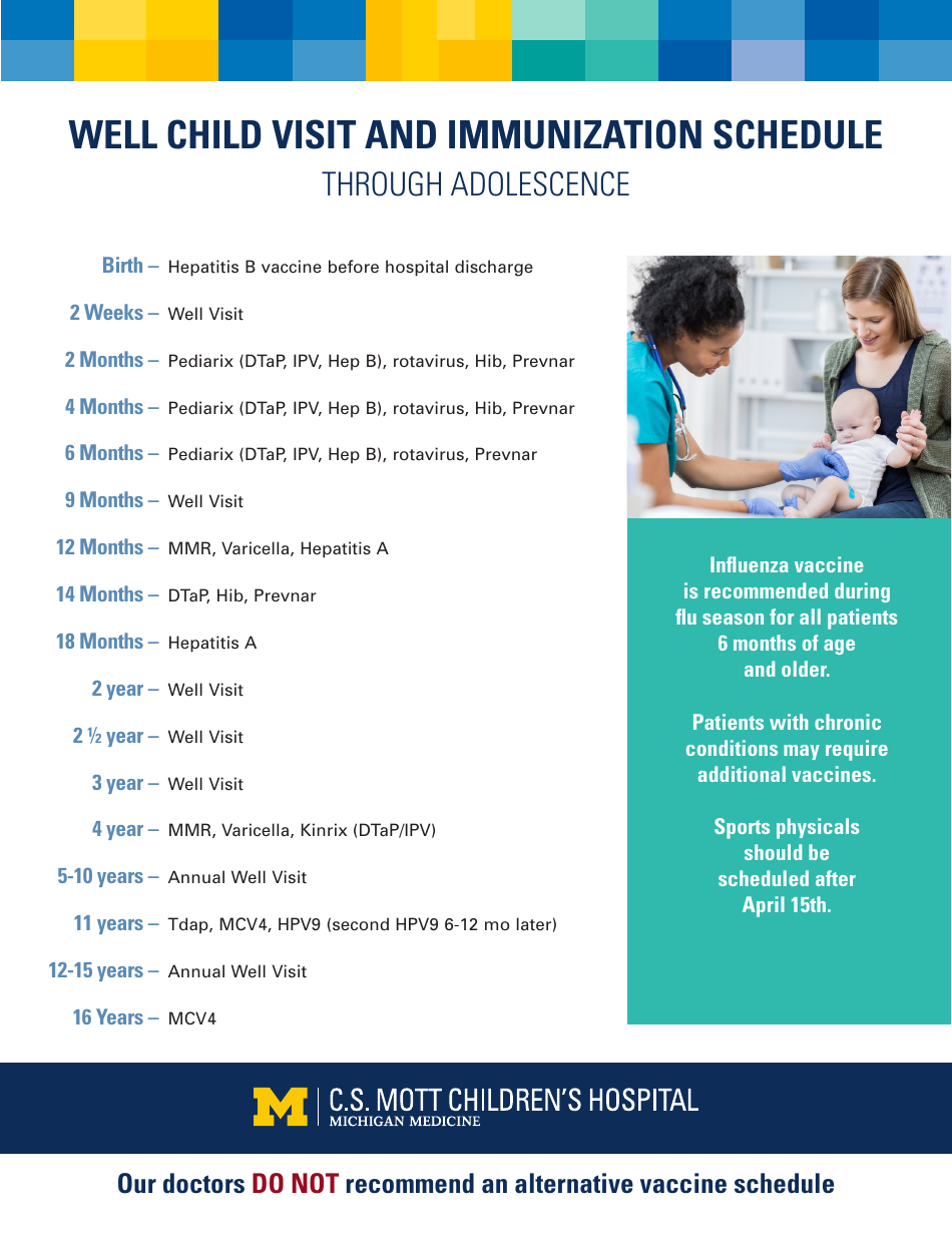 Well Child Visit and Immunization Schedule - C.s. Mott Children's ...