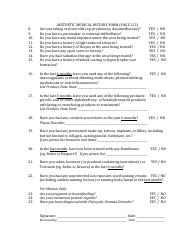 Aesthetic Medical History Form, Page 2
