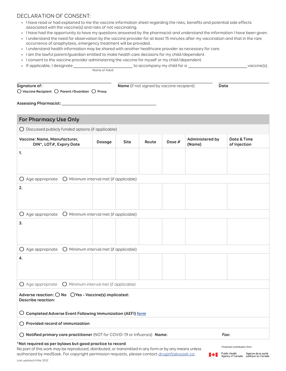 Vaccine Screening And Consent Form Medsask Fill Out Sign Online And Download Pdf 3310