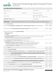 Document preview: Vaccine Screening and Consent Form - Medsask