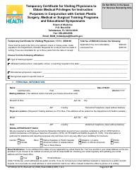 Form DH-MQA1079 Temporary Certificate for Visiting Physicians to Obtain Medical Privileges for Instruction Purposes in Conjunction With Certain Plastic Surgery, Medical or Surgical Training Programs and Educational Symposiums - Florida, Page 3