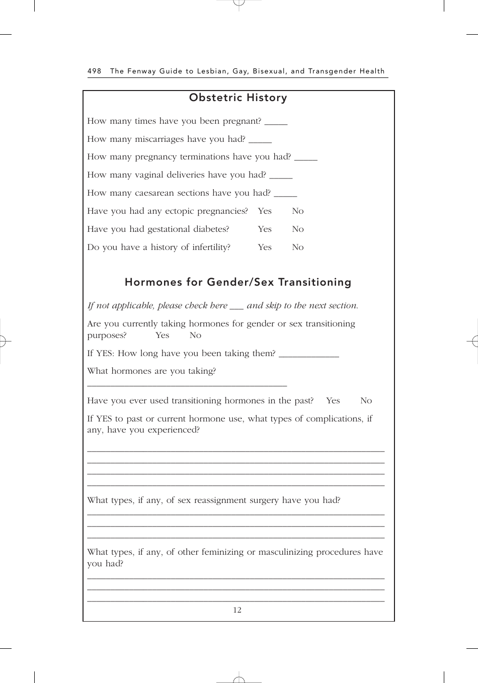 Sample New Patient Intake Form, Page 12
