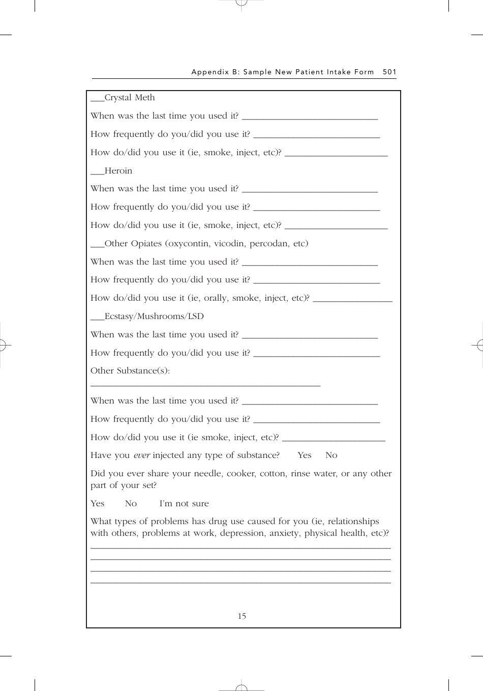 Sample New Patient Intake Form, Page 15