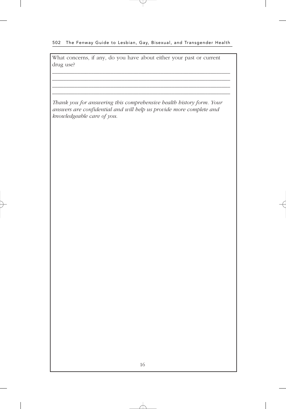 Sample New Patient Intake Form, Page 16