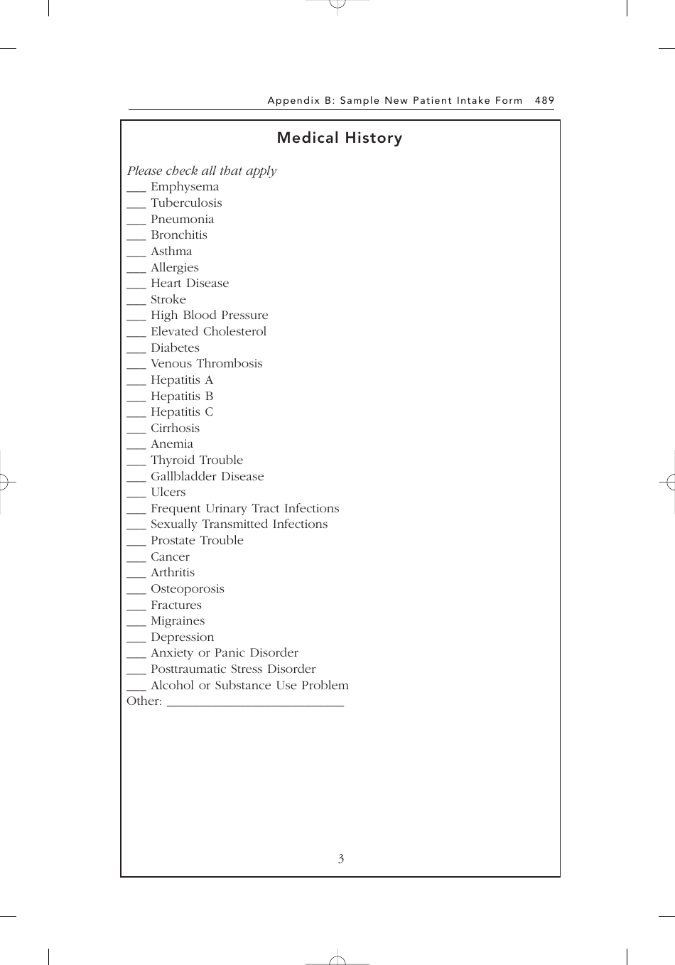 Sample New Patient Intake Form, Page 3